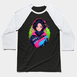 Neon Anime Girl Art – Anime Shirt Baseball T-Shirt